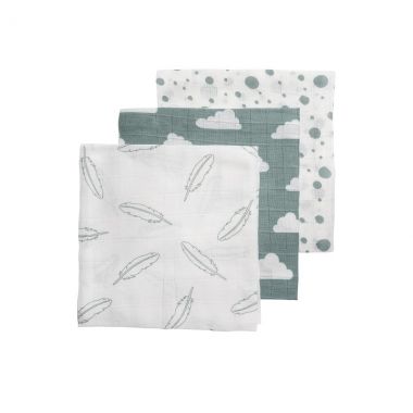 Hydrofiele luiers Feathers-Clouds-Dots jade/wit Meyco