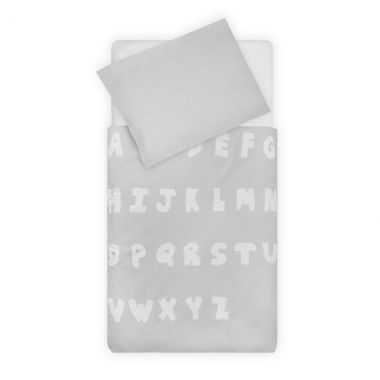 Dekbedovertrek ABC soft grey 140x200cm Jollein